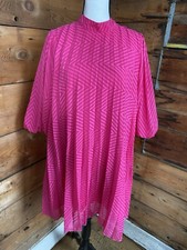 ASOS Dress Sz 10 Pleated Trapeze Mini With Puff Sleeves In Dobby Hot Pink.