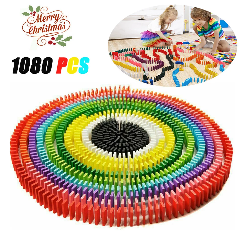 MARKENLOS 1080 teilig Domino Steine aus Holz Domino Set + Tasche + Anleitung + Accessoires