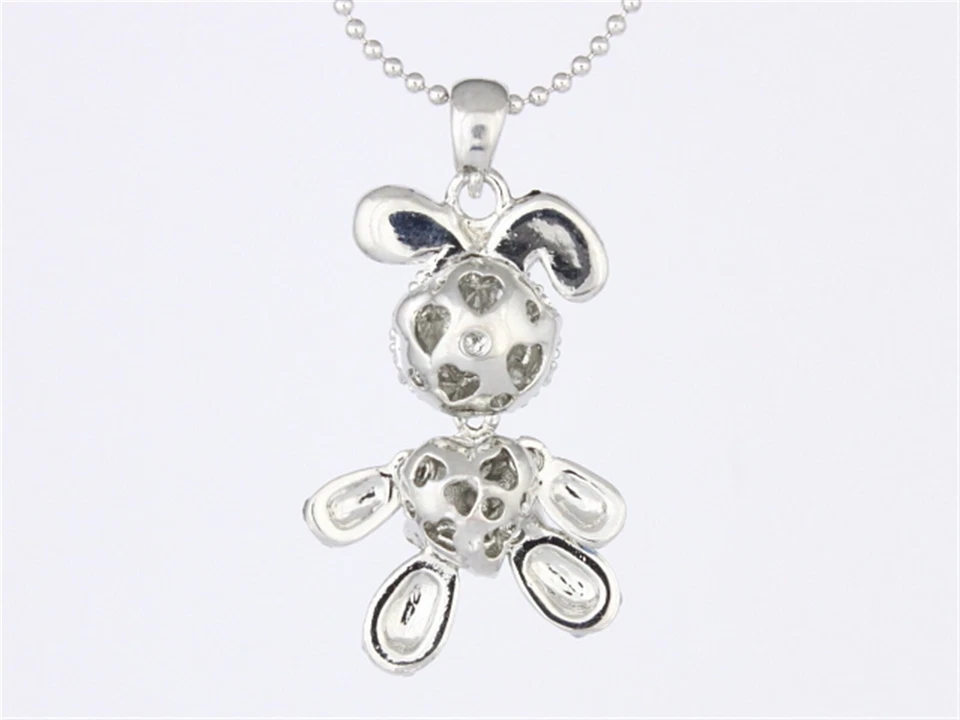 Blue Rhinestone Crystal Movable Rabbit Bunny Doll Pendant Necklace P919 - Image 3 of 3