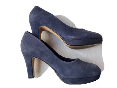 Clarks dunkelblaue Wildleder Pumps weite Passform Größe 40