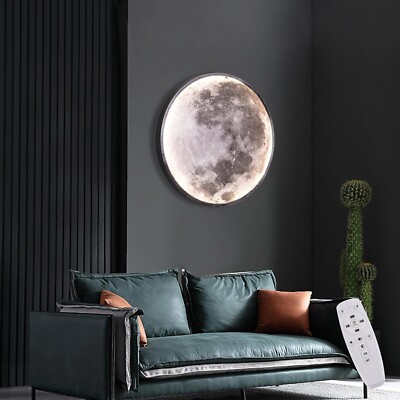 3D LED Moon Wall Light  3 Color-Changing options Dimmable Night Lamp with Remote