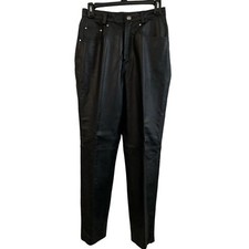 Vintage Black High Waisted 100 Leather Pants Styleworks Fully Lined Size 6