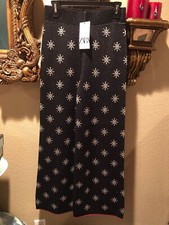100 Authentic ZARA Black Metallic Thread Printed Knit Wide Leg Pants Size: M