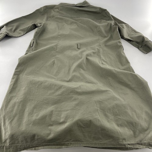 Sonoma Life + Style M Olive Green Button-Down Shirt Dress Pockets Safari a - Picture 9 of 11