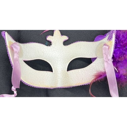 Masquerade Mask Mardi Gras Carnival Purple, Pink and Gold sparkle eye mask with - Picture 10 of 10