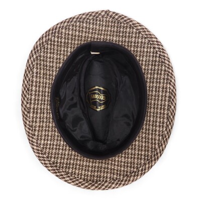 Harvard Custom Styled Vintage‎ 70s Wool Tweed Fedora Brown / Tan Check Unisex 7 Harvard Custom Styled Vintage 70s Wool Tweed Fedora Brown  main image 4