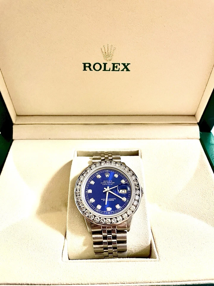 Rolex Datejust 5,25 quilates diamantes, azul reloj Oyster para hombre - 16014 Foto 3 de 4