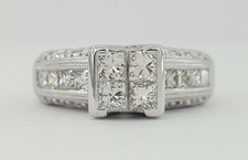 Princess Cut Diamond Invisible Set Engagement Ring 1.28 ct 14K White Gold