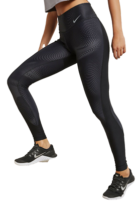 NEW NIKE [XXL] Women's POWER VICTORY Yoga/Run Printed Leggings-Black  891937-010