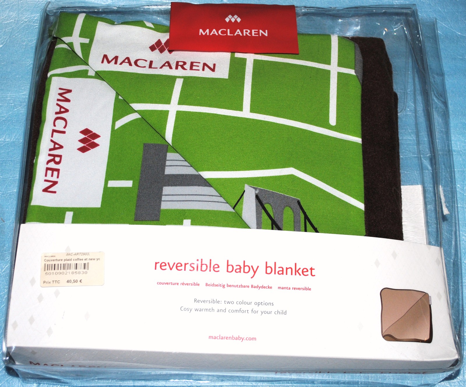 Couverture réversible New York Marron Mac Laren plaid lit 130x160 cm