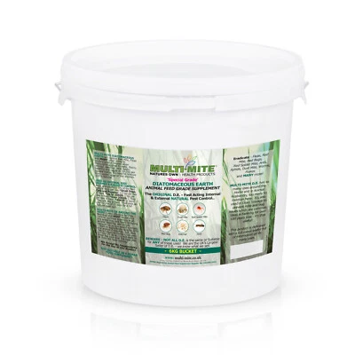 MULTI MITE 6KG BKT DIATOMACEOUS EARTH Red Mite Worming DE Powder FEED Grade