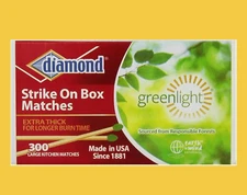3 pack Diamond Greenlight Strike on Box Wooden Matches Kitchen 900 Ct, FREE SHIP