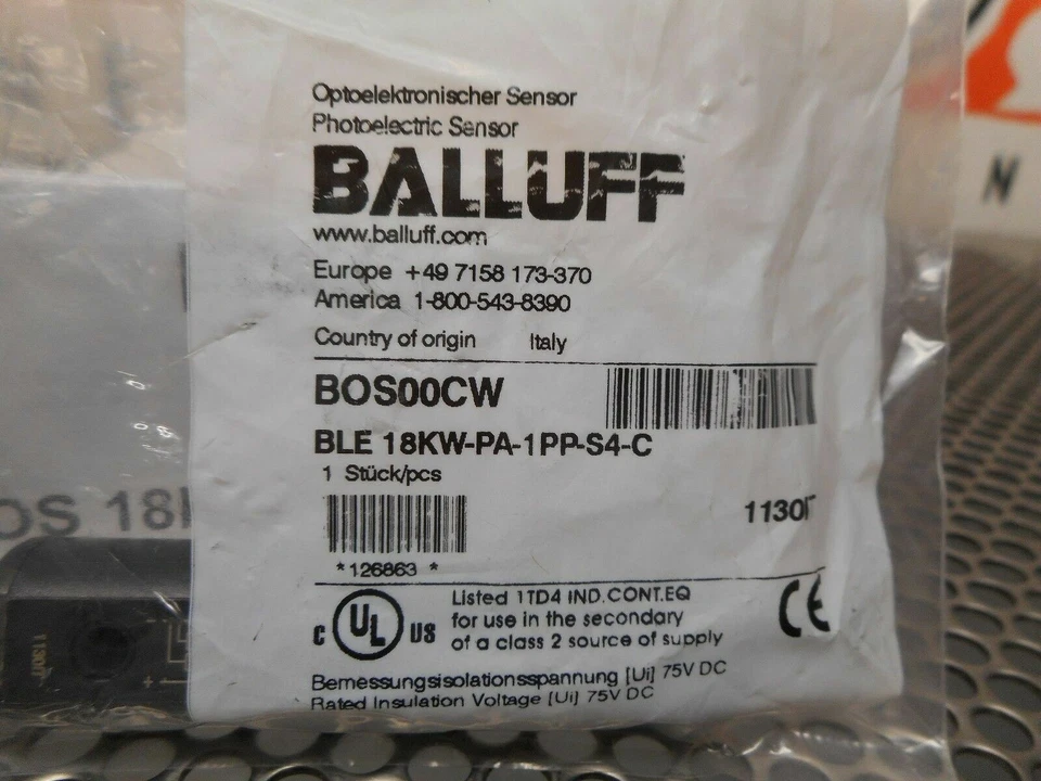 Balluff BOS00CW BLE 18KW-PA-1PP-S4-C Proximity Sensor 10-30VDC 100mA NEW IN BAG - Image 2 of 4