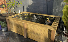 Raised Garden Pond w/Seat Top Rectangular Water Feature 160x100x54cm ReadyToUse