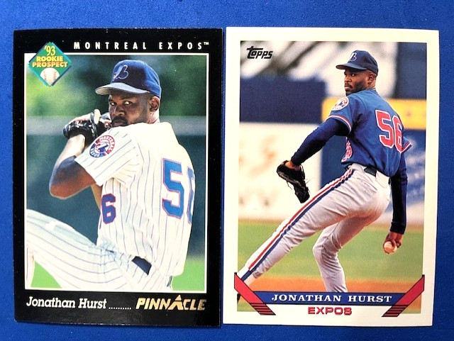 Jonathan Hurst 1993 Pinnacle Rookie Prospect & 1993 Topps Baseball - Expos
