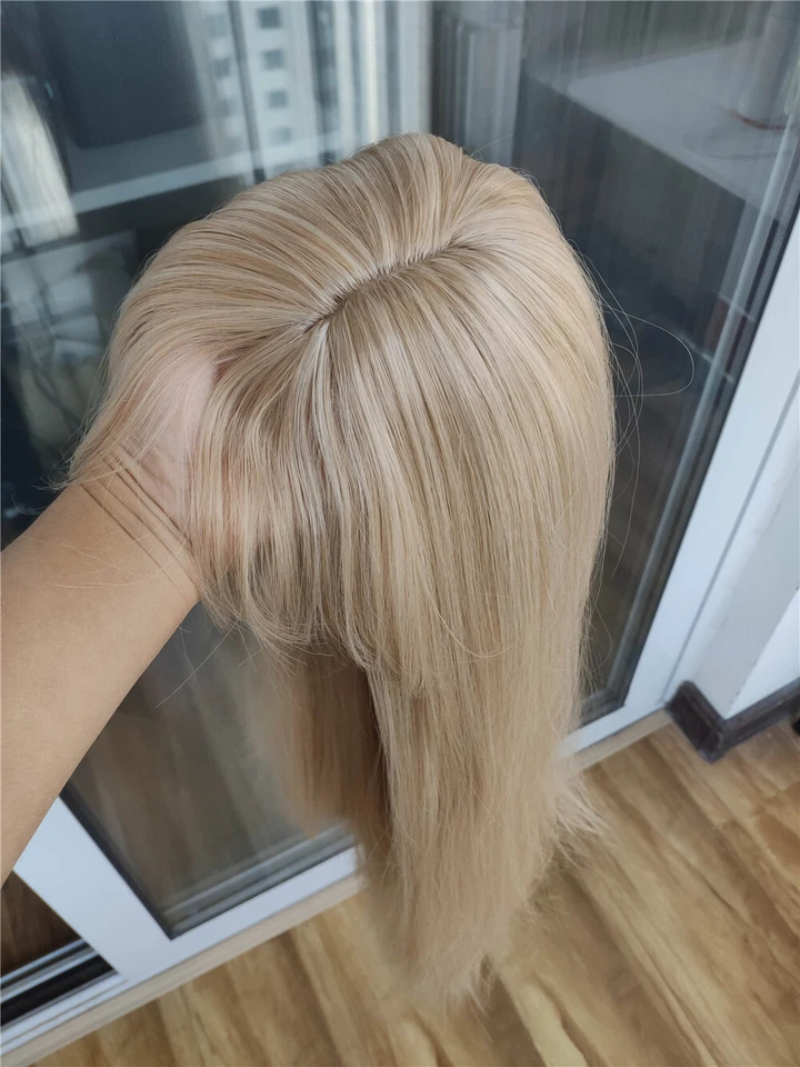 Cosplay Party Wig With Bangs Ash Blonde Long Straight Heat Resistant Hair Soft - Image 2 of 4