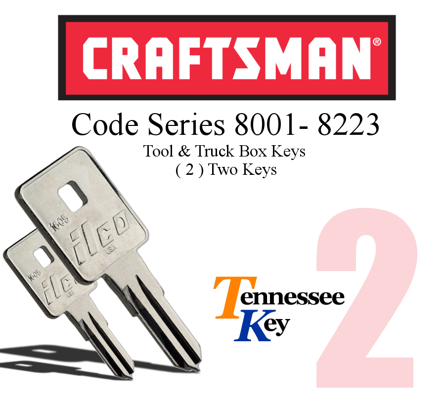 Craftsman toolbox keys 2-pack cut by key code for series 8001-8223
