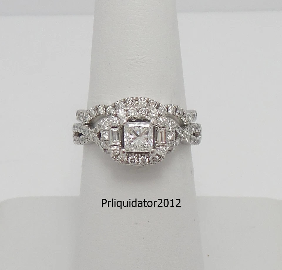 Adrianna Papell 1.20CT Natural Diamond Wedding Bridal Ring Set 14K White Gold - Image 2 of 4