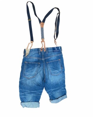Scotch Shrunk Kids Boys Denim Blue Shorts With Braces Age 14 Years