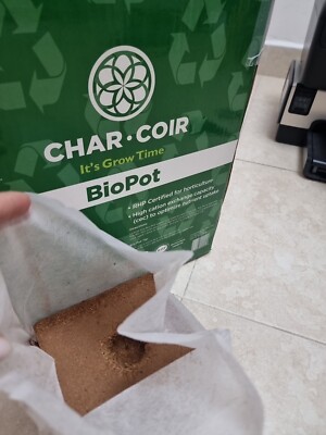 Char Coir Biopot 3Liter Or 1/2 Gallon RHP Certified Coco Coir Pots 24 Per Case