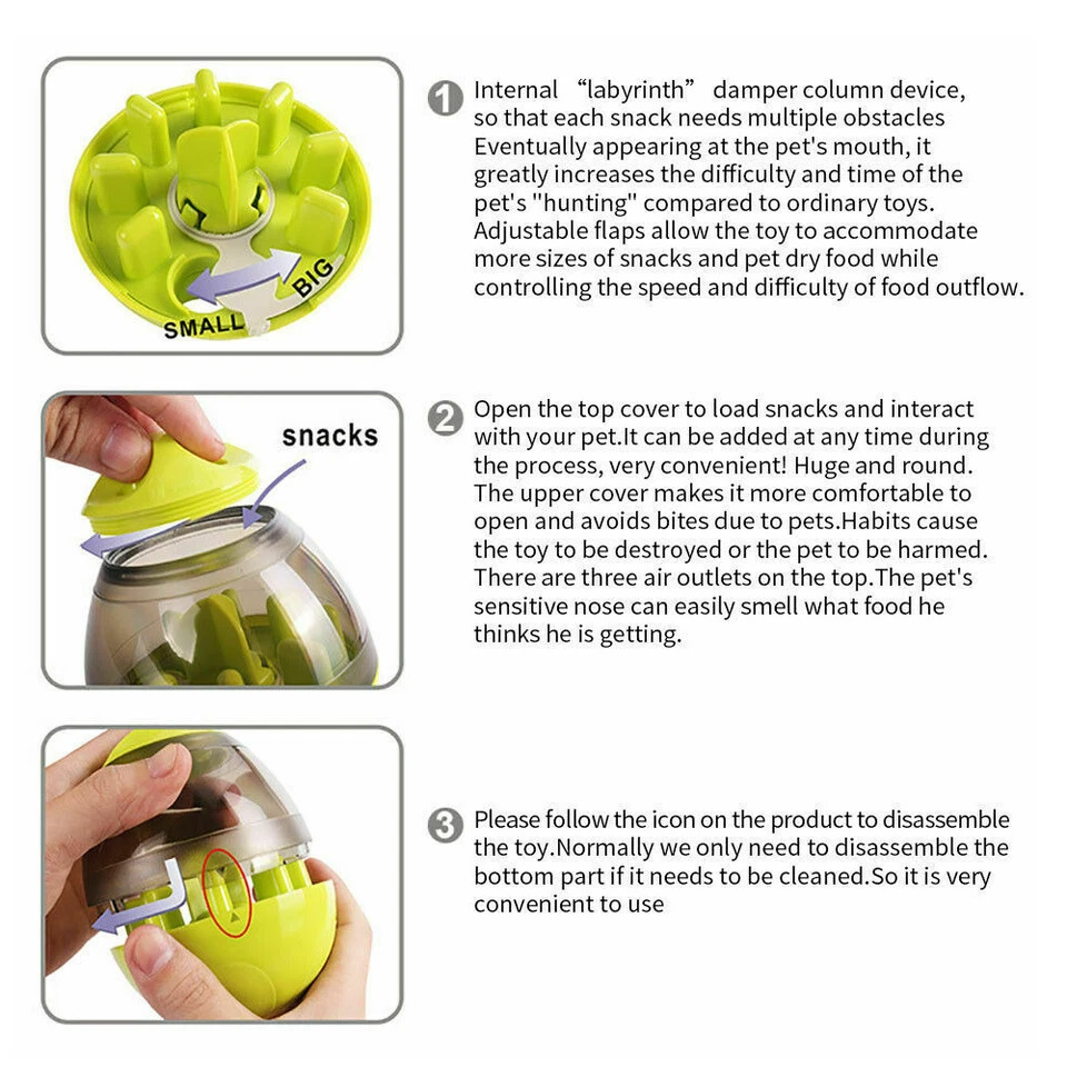 Portable Pet Feeder Automatic Dog Cat Food Dispenser Tumbler Interactive Toy US - Image 3 of 4