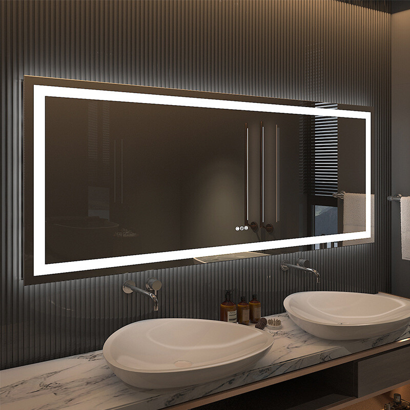 LED Illuminated Bathroom Mirror Extra Large Anti-fog Shatterproof Aluminum Frame | eBay