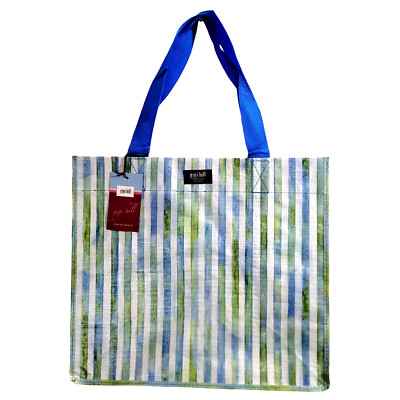 Gigi Hill Los Angeles Grocery Tote Bag White Green Blue Stripes New With Tags