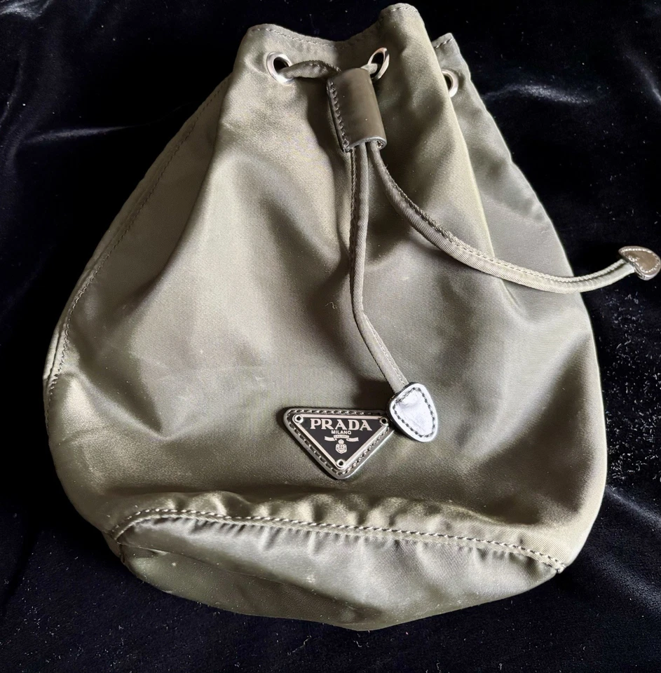 Prada Olive Green Drawstring Pouch - Image 4 of 4