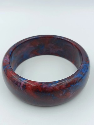 Vintage Armreif Marmoriert  Rot Blau Statement Bangle