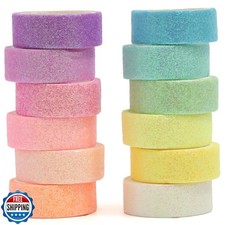 YUBX Glitter Washi Tape Set 12 Rolls Sparkling Foil Decorative Sp