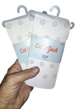 Lot of 3 Cat  Jack Girls Tights 2pk White Silver Hearts  Black Size 4  6X NWT