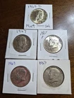 Lot of 5 Kennedy Half Dollar 50C 40% Silver Coins