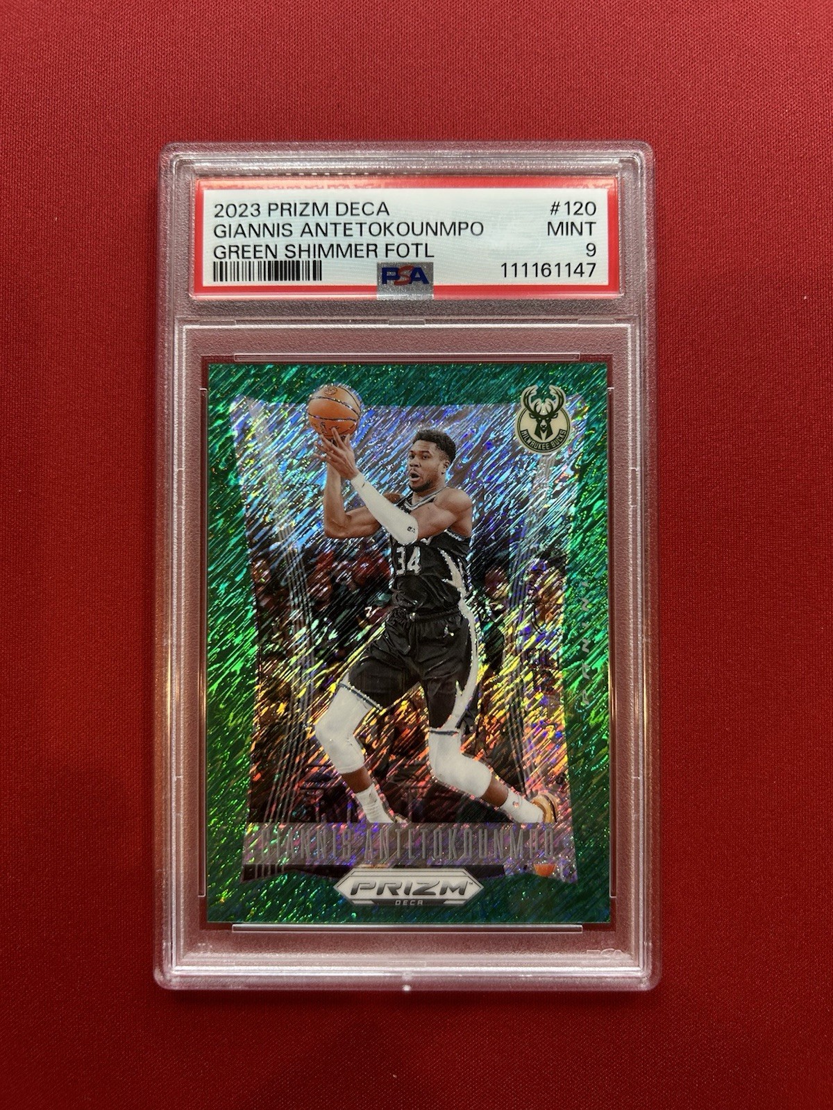 2023-24 Panini Prizm Deca - Giannis Antetokounmpo #120 Green Shimmer /12 FOTL