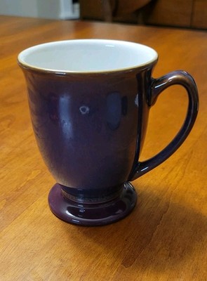 Denby England Art Pottery Langley Storm Stoneware Plum Footed Coffee Mug 
