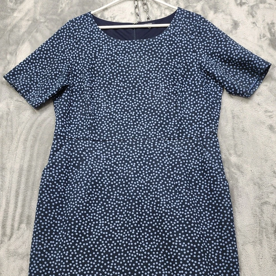 Lands End Dress Womens 16W Blue Polka Dot Short Sleeve Ponte Knit Sheath Stretch - Image 2 of 4