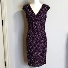 Lauren Ralph Lauren Dress Purple Tan Navy Size 10 Fitted Sheath