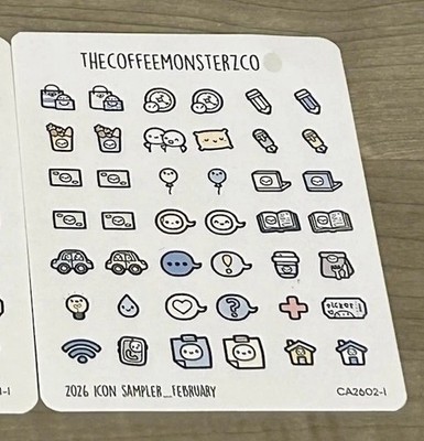 NEW TheCoffeeMonsterzCo 2026 February Icon Sticker Sampler TCMC *Ready To Ship!*