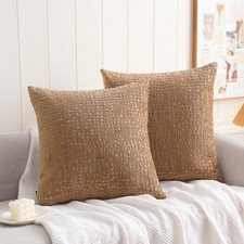 Check Cut Velvet Throw Pillow Covers Pack of 2, 18X18 Inch Accent Cushion Covers