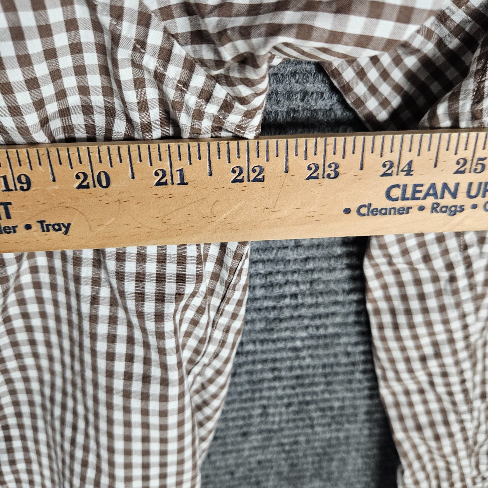 Lacoste Mens XL 44 Brown Check Dress Shirt Long Sleeve Button Down Crocodile thumbnail 4