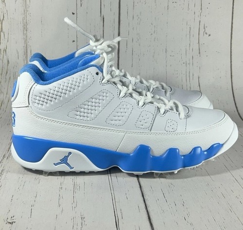 Size 7 Nike Air Jordan 9 UNC White University Blue Golf Shoe's FJ5934-101 - Picture 4 of 12