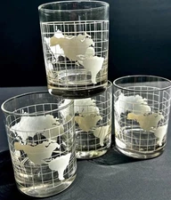 Vintage Nestle Globe Glass Tumblers Bourbon Whiskey Rocks RARE LOT SET 4 Edged