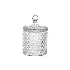530ml Glass Crystal-Effect Sugar Bowl with Lid Pot Dish Kitchen Dining Serving
