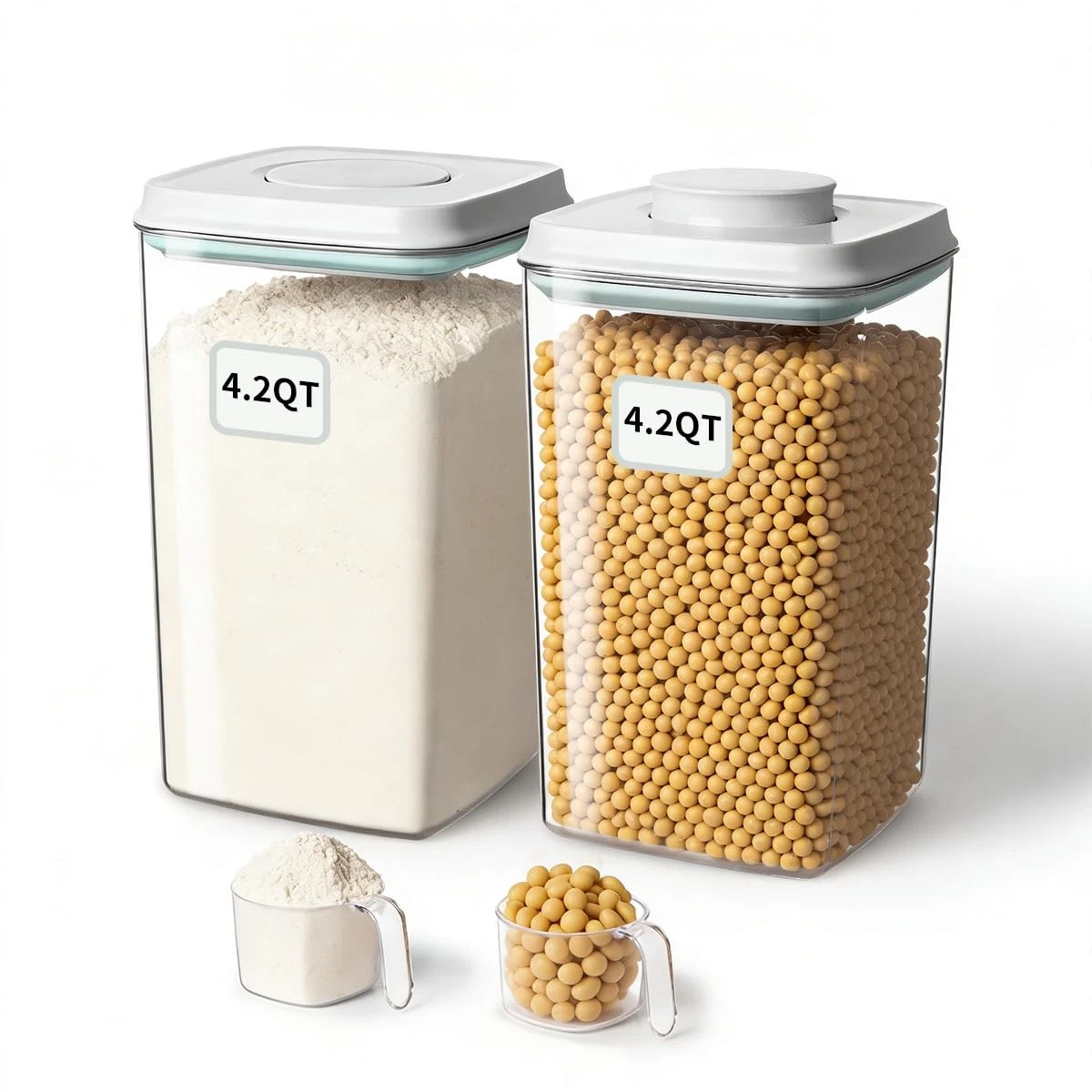 Airtight Food Storage Containers Set with One-Touch Lid, 2-Pack (4.22 QT / 4....
