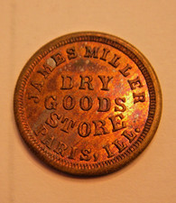 Jeton guerre civile James Miller magasin de marchandises sèches, Paris, IL, 1863, marchand rare