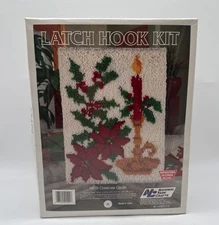 Vintage National Yarn Crafts Christmas Candle Latch Hook Kit NIB Box Damage