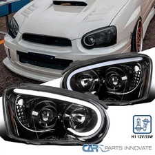 Pearl Balck Projector Headlights Fit 2004-2005 Subaru Impreza Wrx Lamp Led Strip