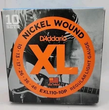 NEW 10 Sets D'AddarioEXL110 Electric Guitar Strings 10-46 Light  EXL110-10P Pack