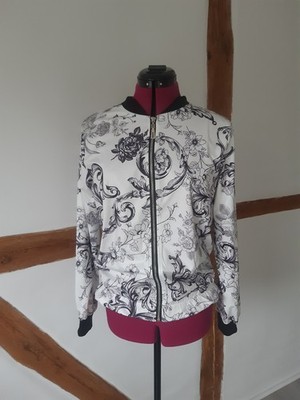 Seidige Schicke  Leichte Jacke,Creme-braun  Gemustert, Amazon, S