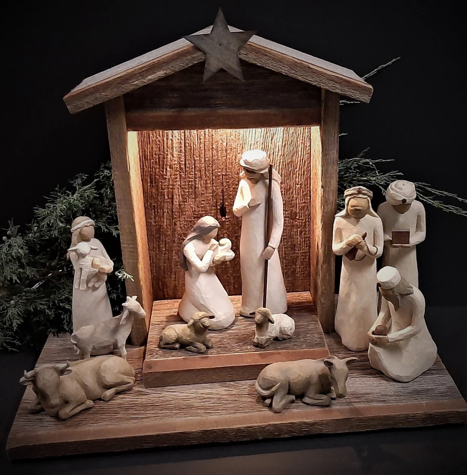 Handcrafted Barn Wood Creche For Willow Tree Nativity Set (figs not included) - Image 2 of 4