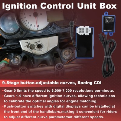 6 Pin 9-Speed AC CDI Box Motorcycle Ignition Control Unit with 1M Long Wire